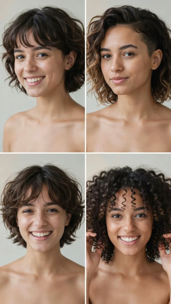 Curly Short Shag With Bangs