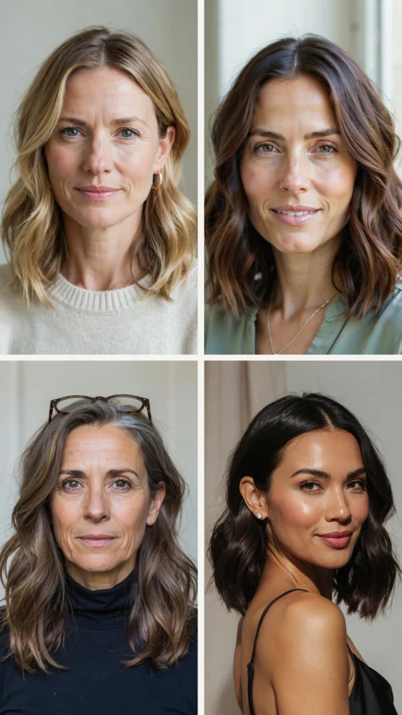 Wavy Lob With Side Part