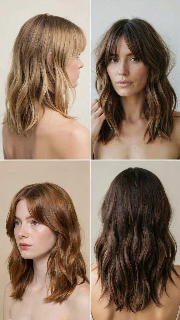 Wavy Layered Cut With Curtain Bangs For Square Faces