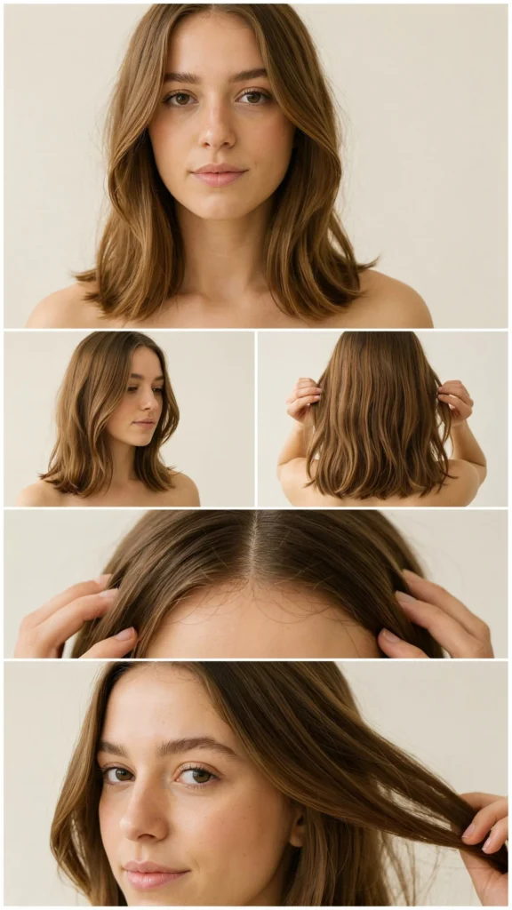 Long Curtain Layers with Brunette Shine