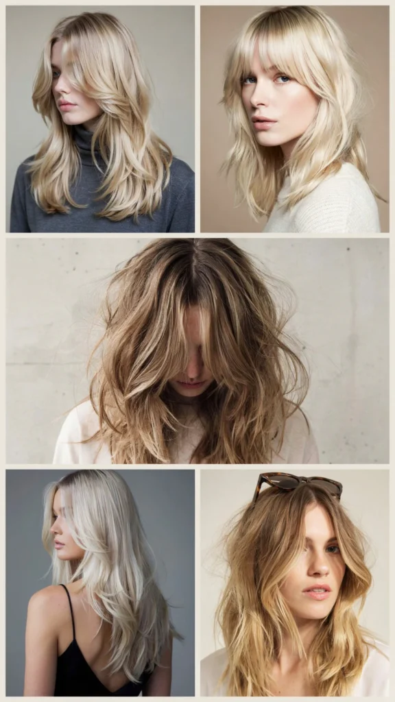 Long Choppy Layers With Bold Blonde Face Framing