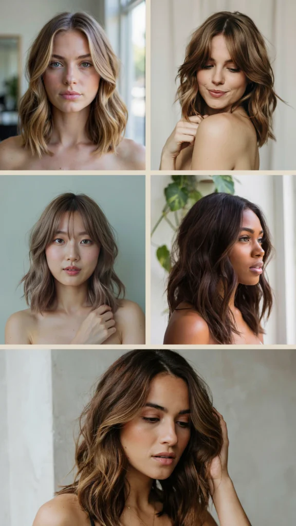 Medium Wavy Hair With Angled Front Pieces