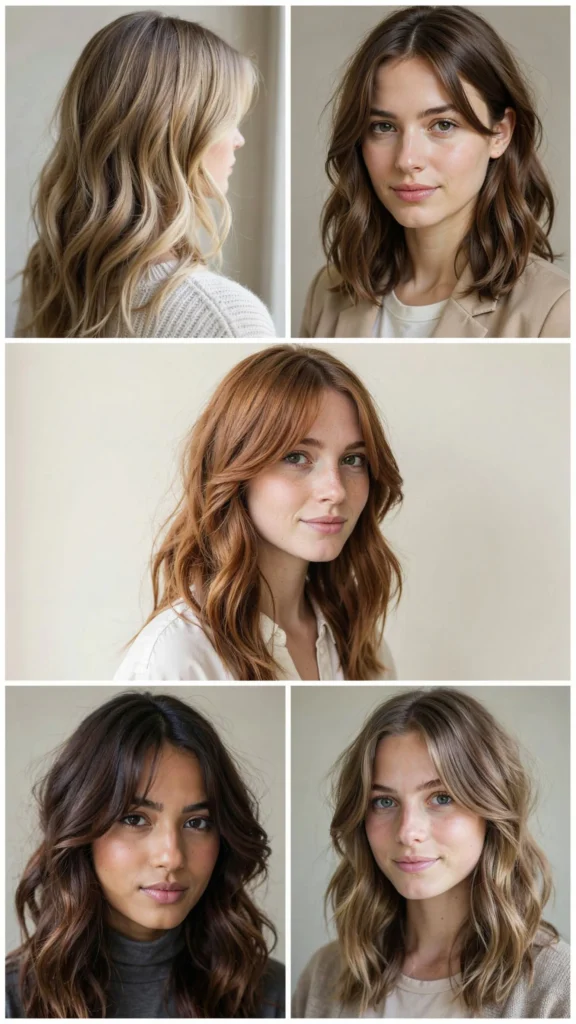 Medium Wavy Layers With Side-Swept Bangs