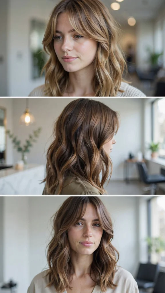 Medium Wavy Layers With Curtain Bangs