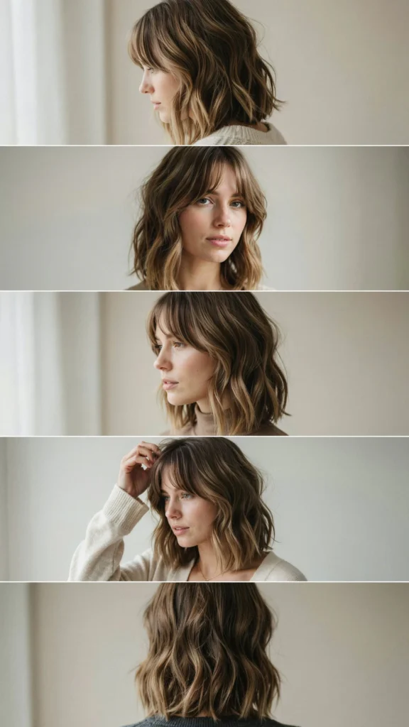 Medium Wavy Shag With Curtain Bangs