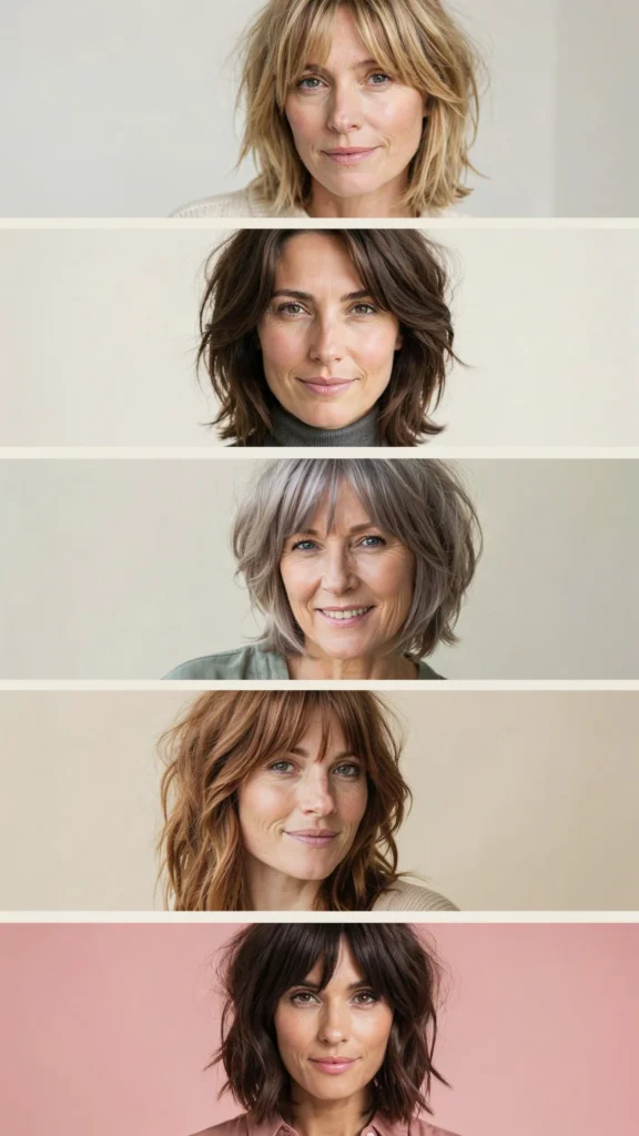 Shoulder-Length Shag With Bangs