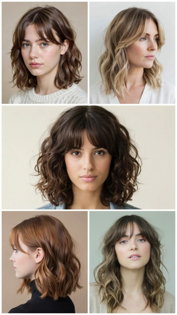 21. Medium Curly Layers for Oval Faces