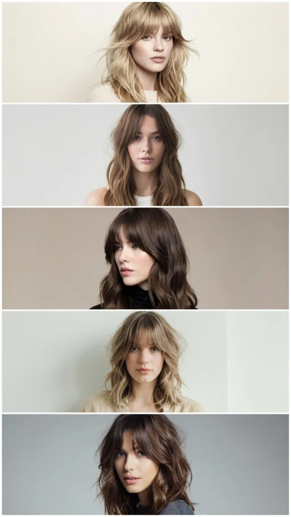 Wavy Layers With Curtain Bangs And Middle Part