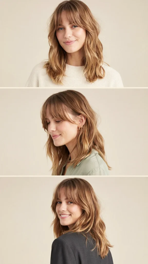 Wavy Lob with Shaggy Bangs
