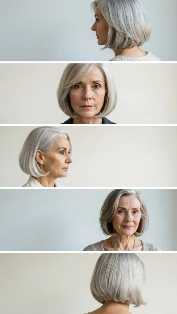 8. Short Gray Rounded Bob