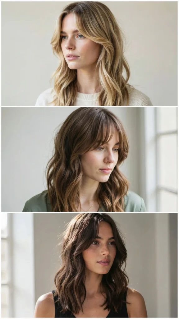 Long Wavy Layers With Long Bangs