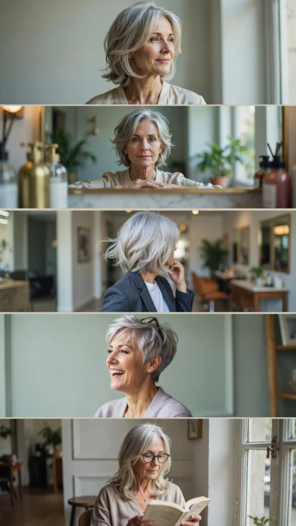 11. Short Gray Feathered Cut