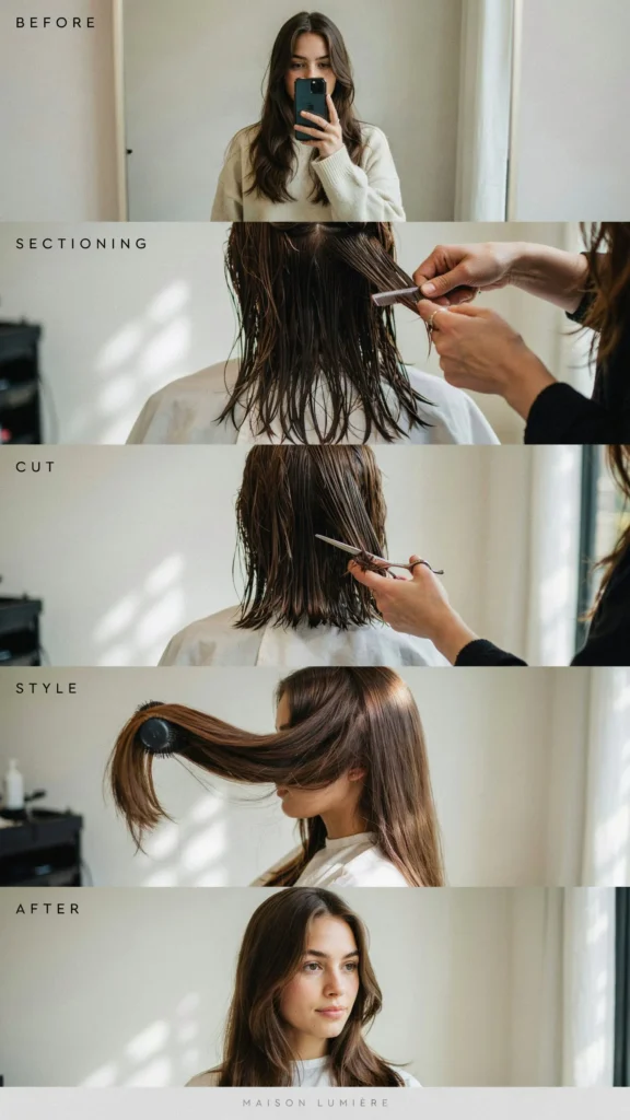 Long Brunette Layers with Soft Tapered Ends