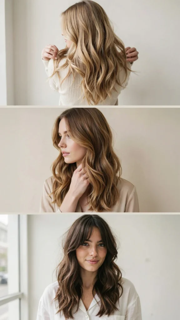 Soft Face-Framing Layers for Long Wavy Hair