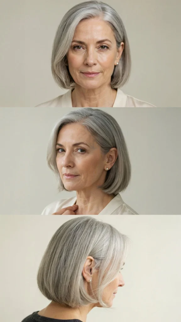 16. Sleek Gray Chin-Length Bob