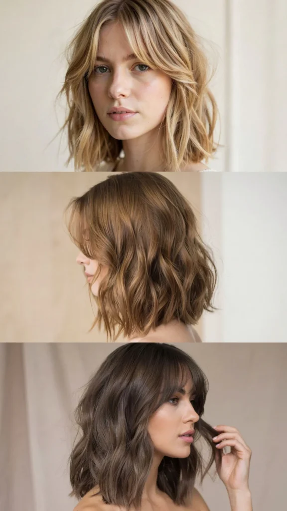 Wavy Layers With Curtain Bangs For Thin Ends