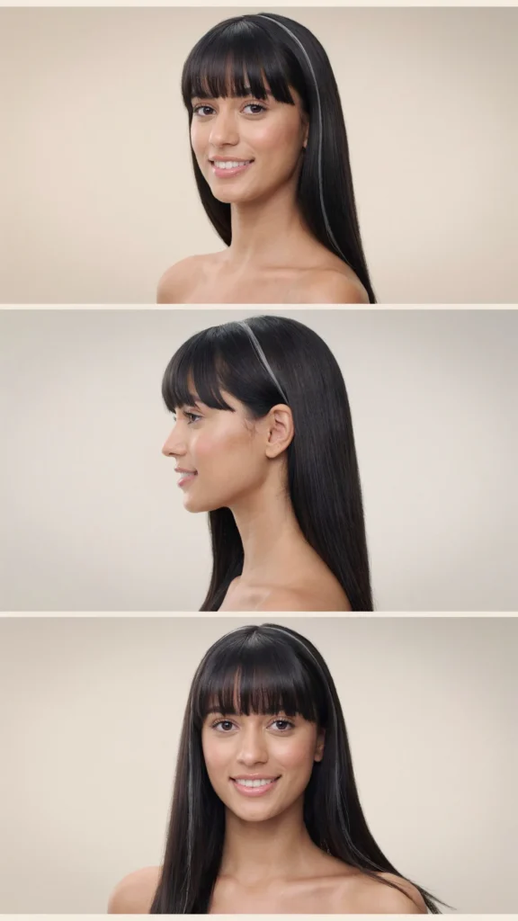 Sleek Long Hair with Straight-Across Bangs