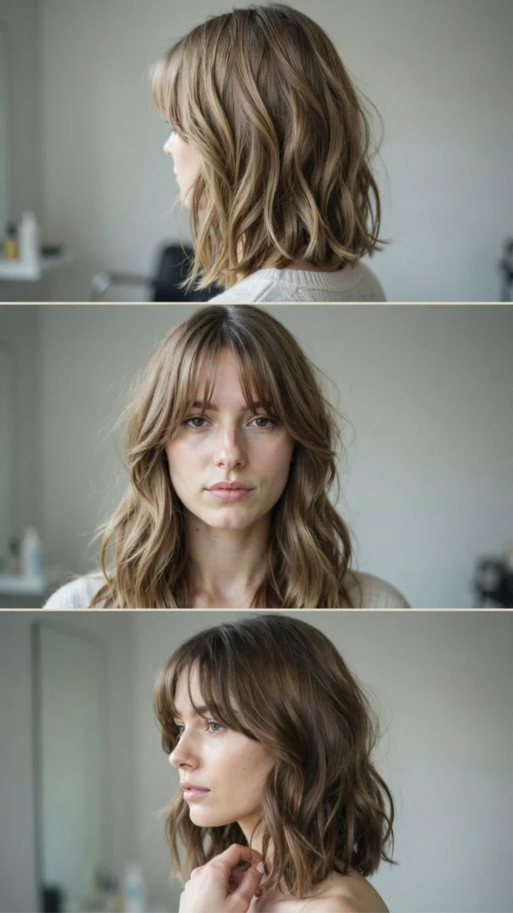 Fine Wavy Hair With Soft Layers And Curtain Bangs