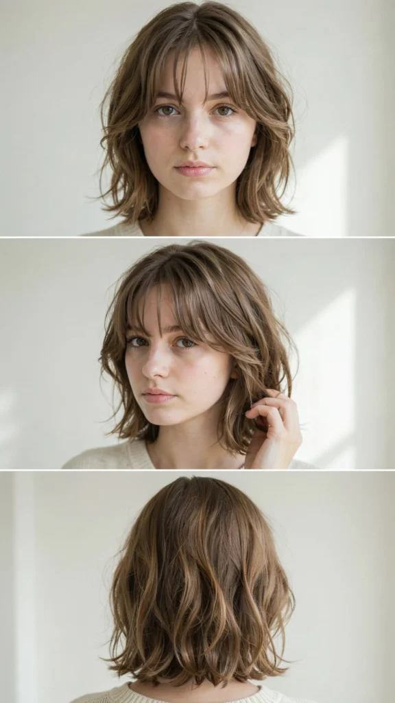 12. Short Messy Bob With Curtain Bangs