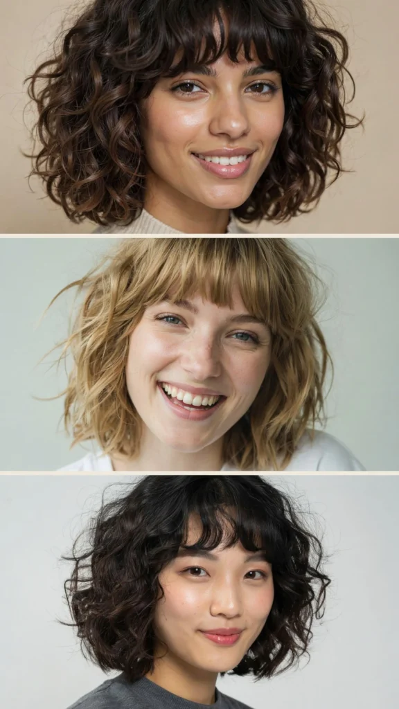 Curly Shag with Full Bangs