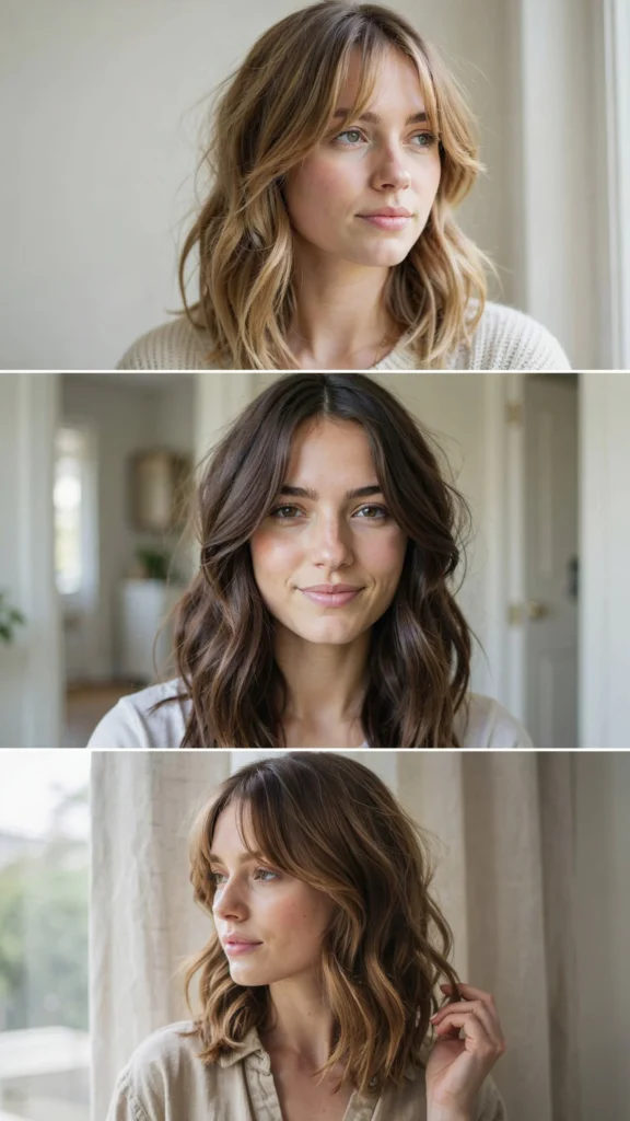 Wavy Layers With Curtain Bangs For Low-Maintenance Hair