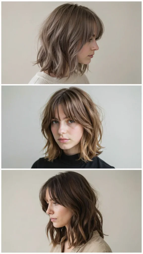  Shoulder-Length Shag With Feathered Bangs
