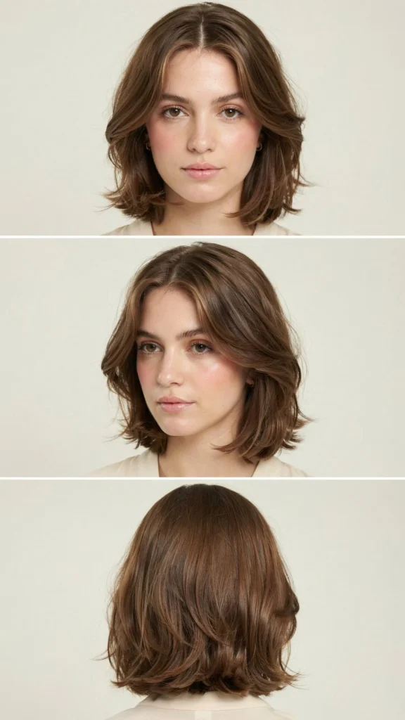16. Brunette Feathered Medium Layers