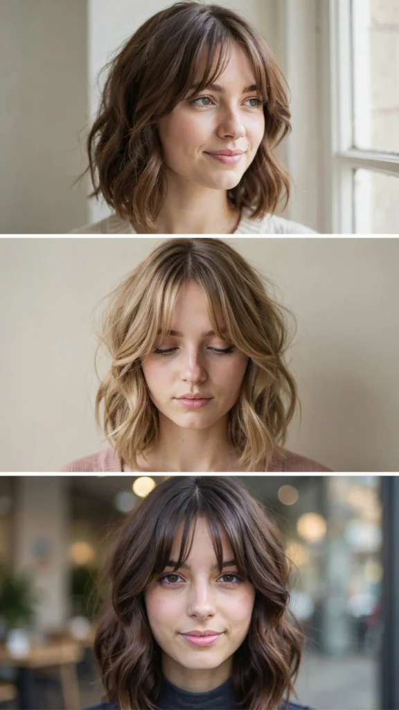 Wavy Layered Bob With Long Bangs
