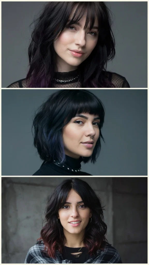 Emo-Inspired Layers with Side-Swept Bangs