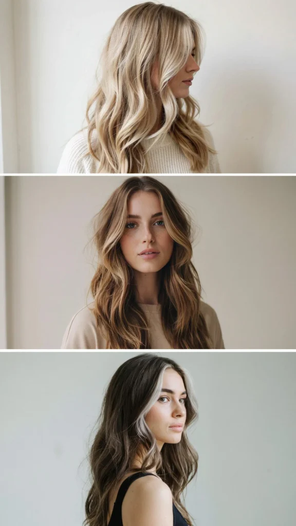 Long Wavy Layers With Money Piece Highlights