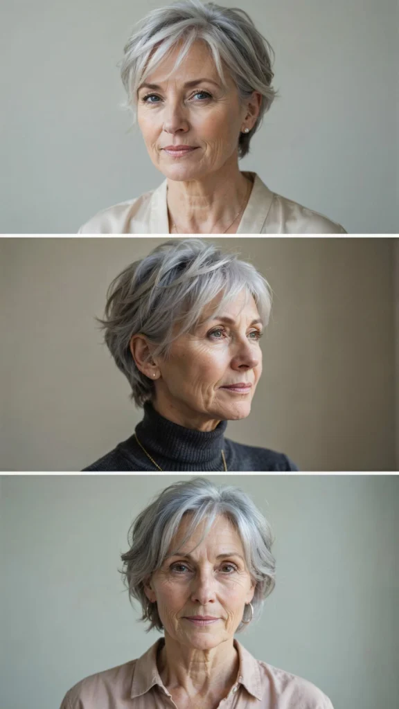 21. Short Silver Wispy Pixie