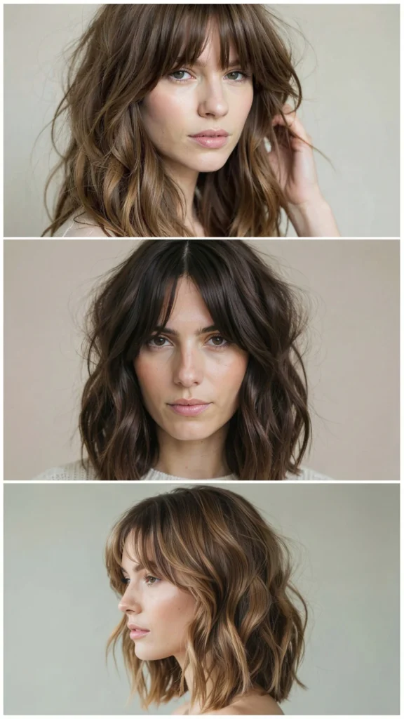 Thick Wavy Layers With Choppy Bangs