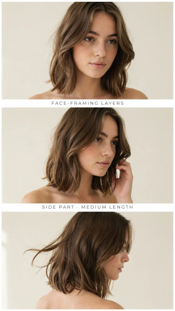 Face-Framing Side Part Layers