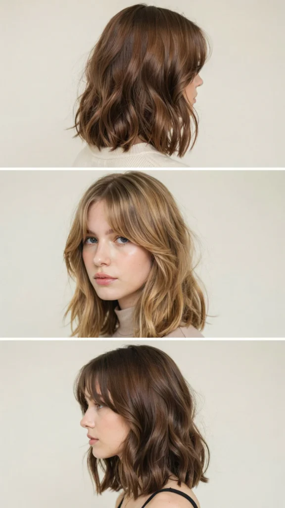 Wavy Lob With Curtain Bangs