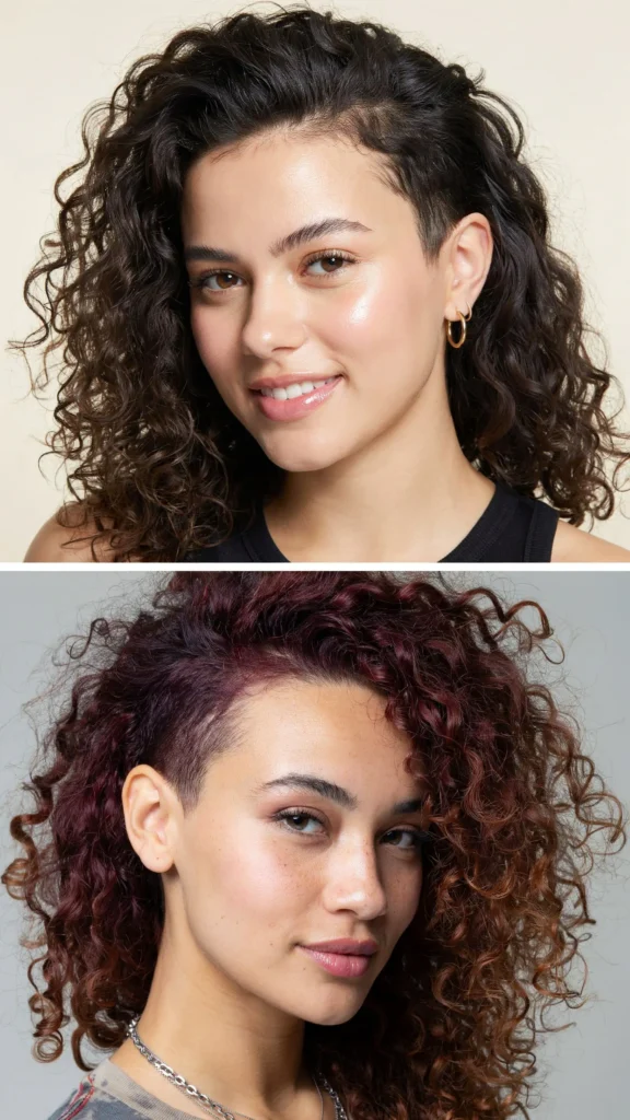 Curly Side-Shaved Cut