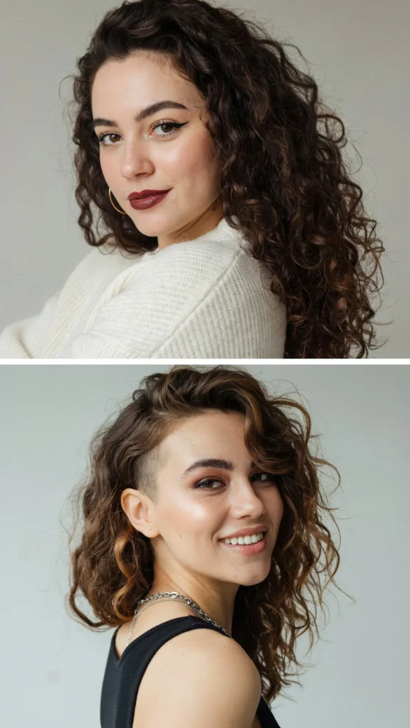 Curly Side-Shaved Haircut